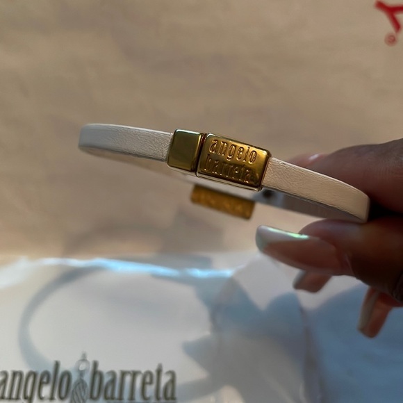 6 to 6+half inch wrist bracelet Greek life Versace MADE IN GREECE LEATHER white - Picture 3 of 3